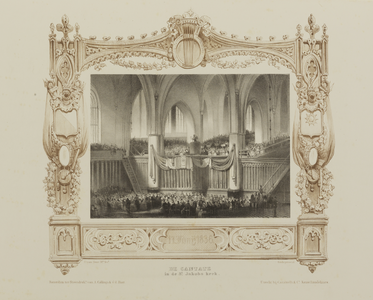32516 Afbeelding van het concert in de Jacobikerk te Utrecht, waar de speciaal voor het tweede eeuwfeest van de ...